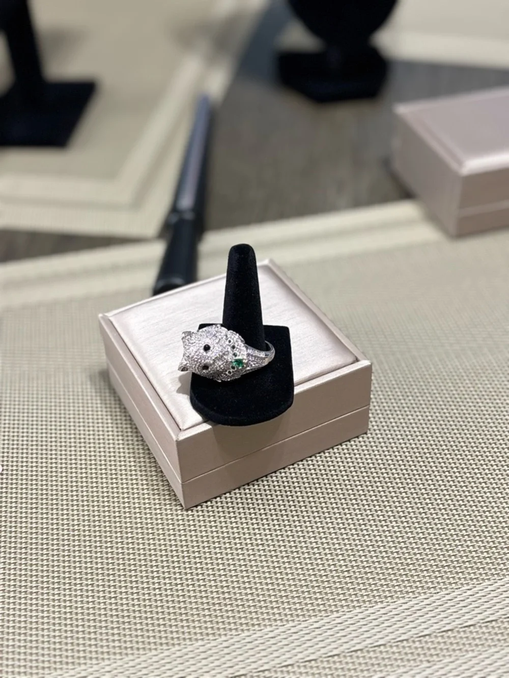 2-4-$40 Madame Cat- Silver with Green Accent Stones - Women's Jewelry